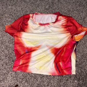 Vibrant Red and Yellow Graphic Tee
